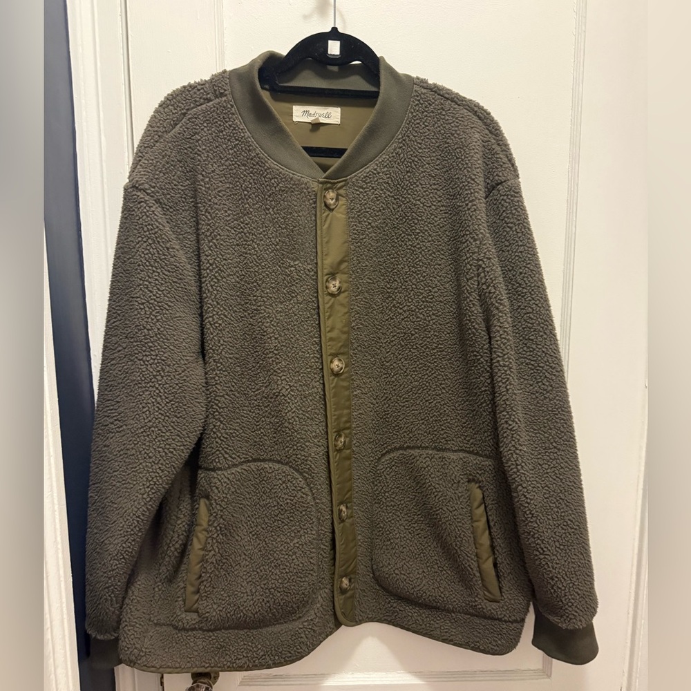 Men’s Madewell Olive Sherpa Button Jacket